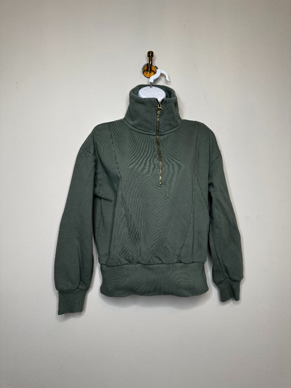 A New Day Quarter Zip Sage Green Pullover Women's Small